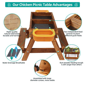 CHTSJQW chicken picnic table mesh bottom keeps feed dry and clean.