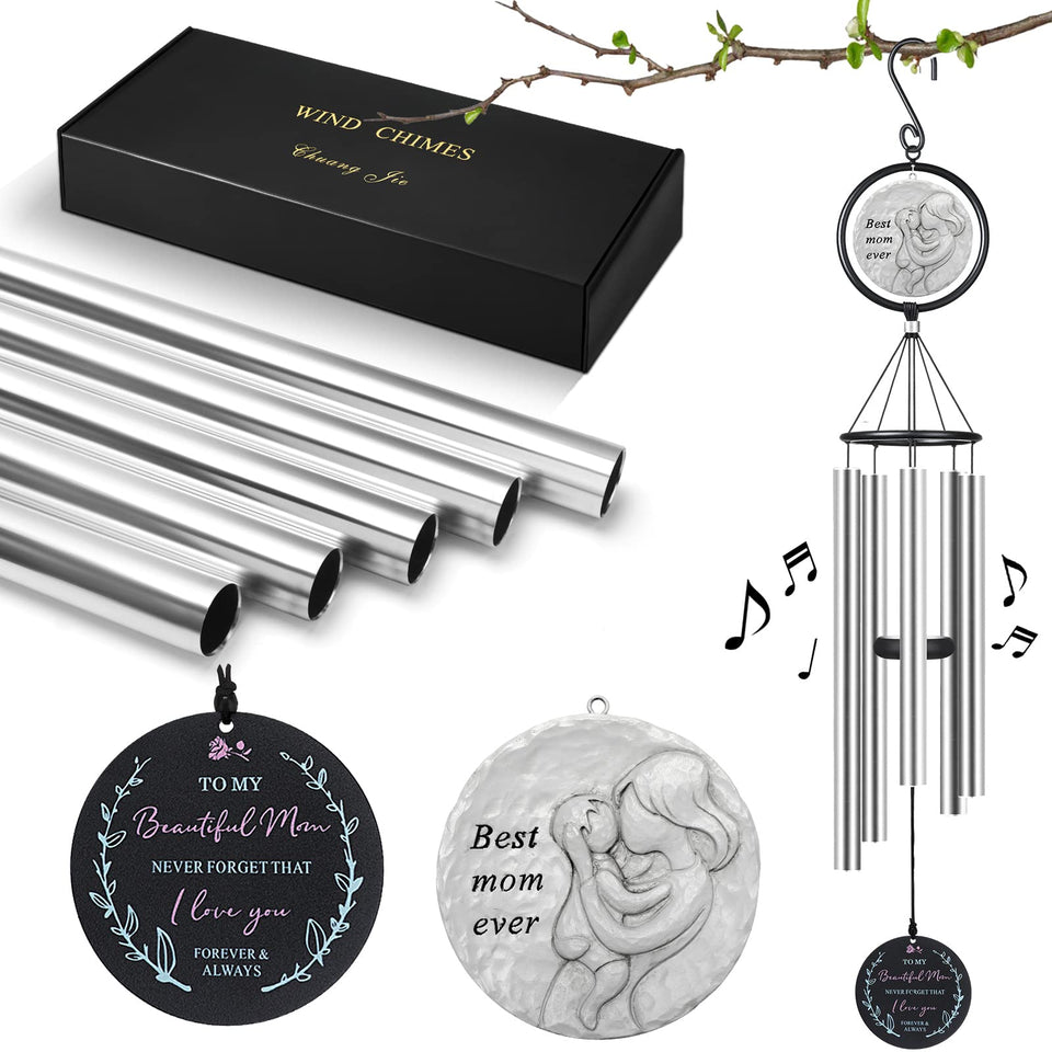 ChuangJie 36-inch wind chimes with five anodized tubes enrich garden ambiance.