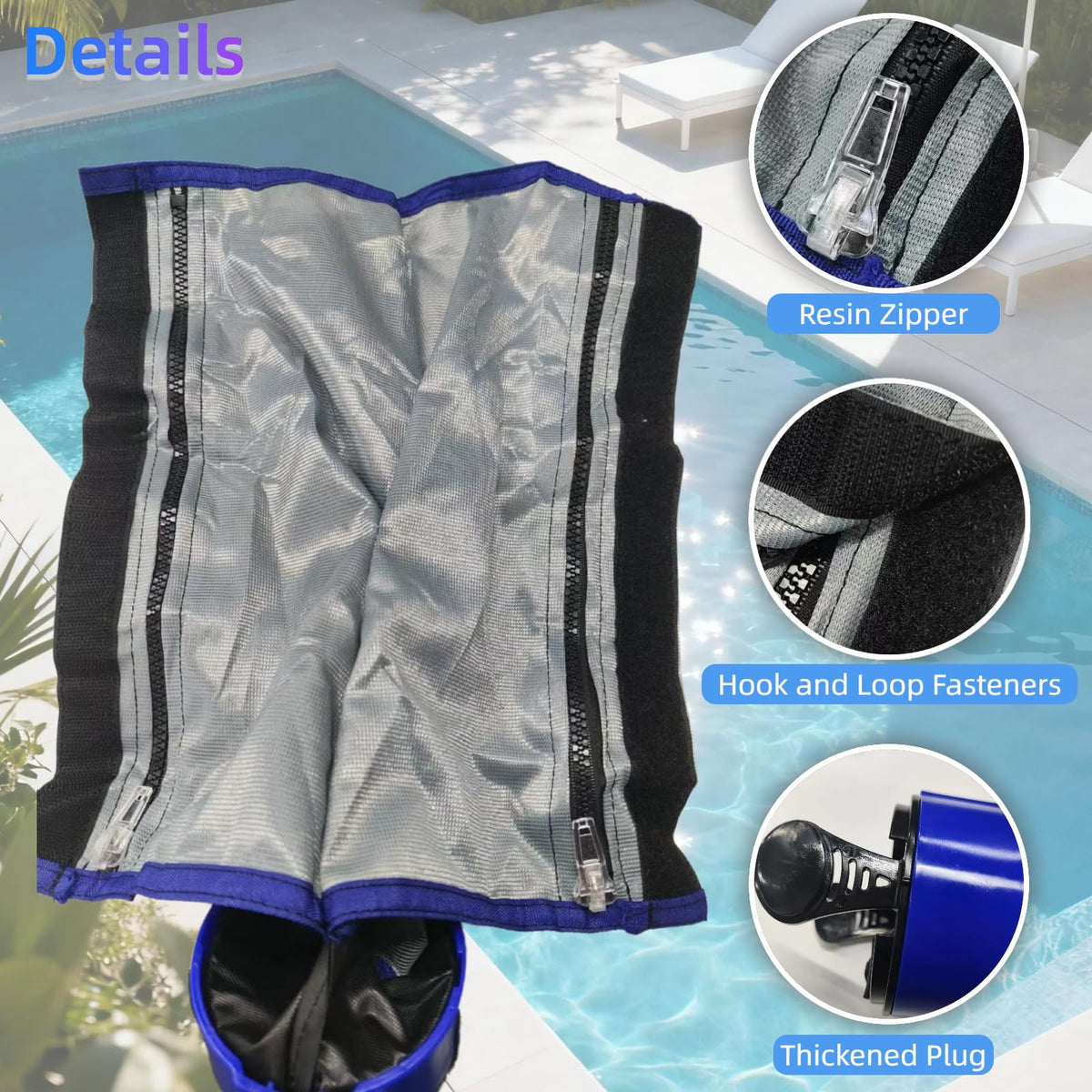Zipper closure keeps debris secured during pool cleaning with Chuanke 3900 bag