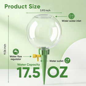 Chufa top-fill clear globes show water level at a glance.