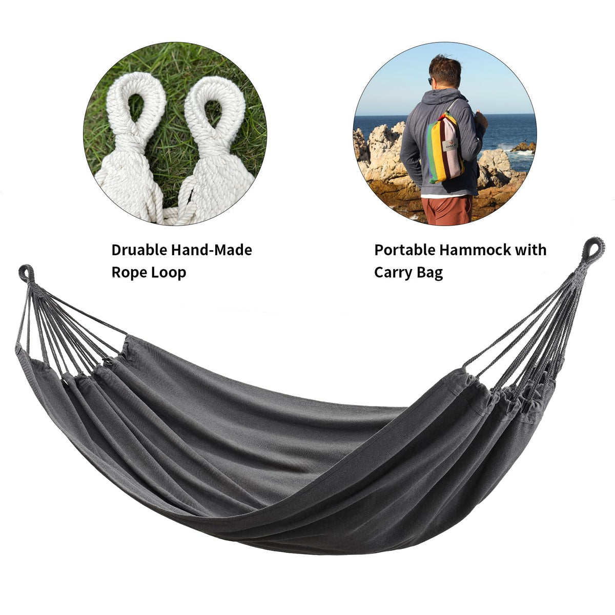 CHULIM hammock ideal for backyard or indoor spaces with generous weight capacity.