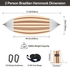 CHULIM large hammock bed measures 240 by 160 cm for two.