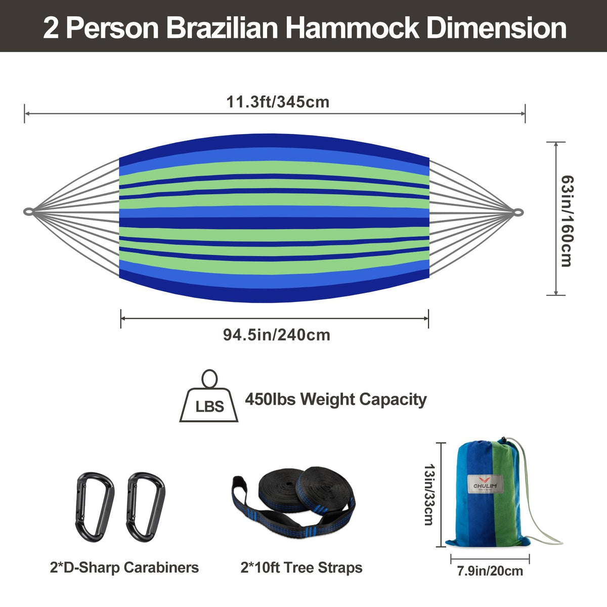 CHULIM hammock bed 94.5x63 inches for spacious comfort
