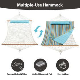 CHULIM large hammock bed showing reinforced rope connections and durable 3-ply poly-cotton ropes.