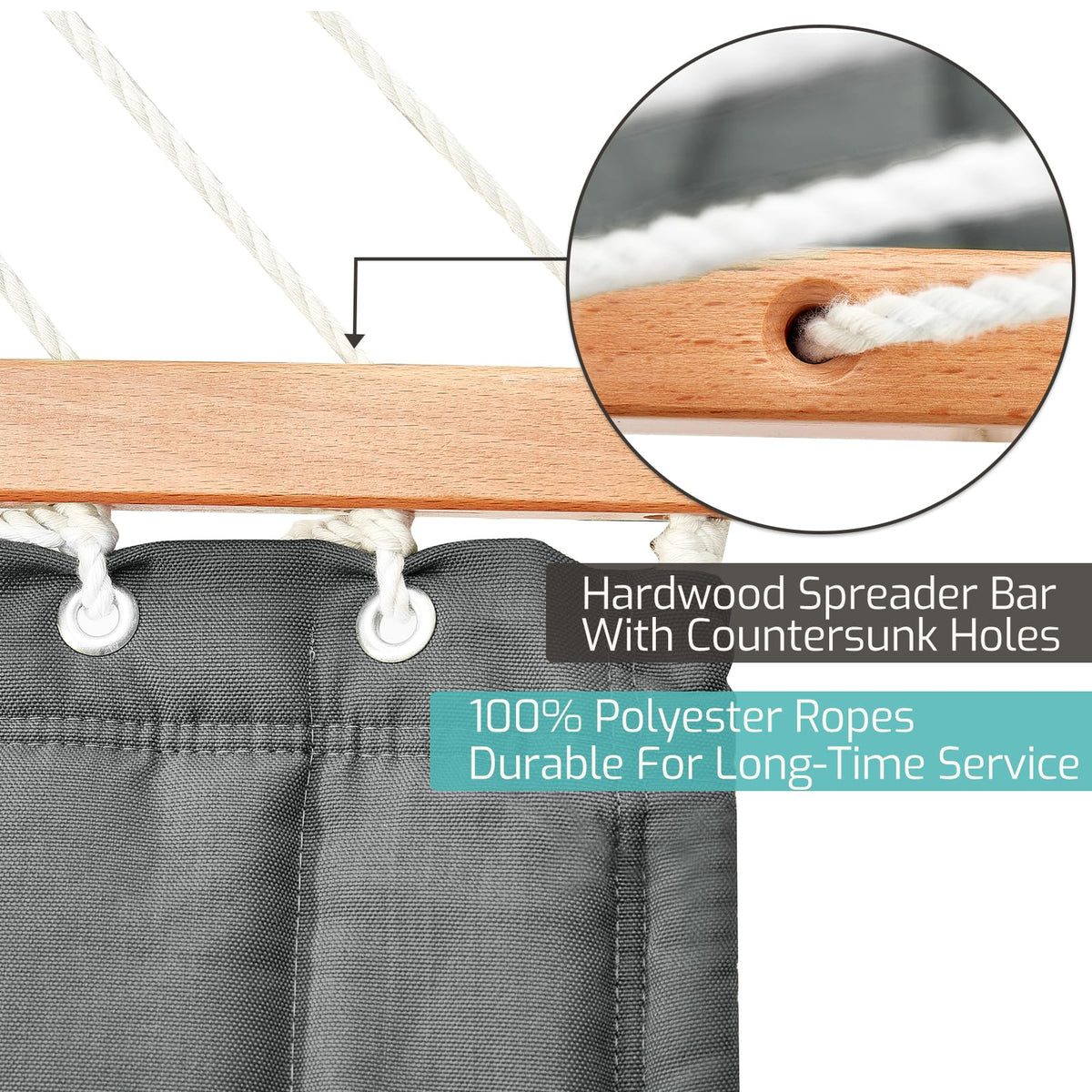 CHULIM roomy hammock 78.7 by 55 inches with 142-inch rope span