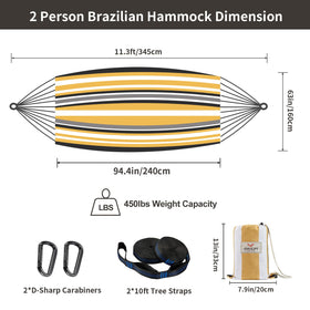 Soft cotton-poly fabric hammock by CHULIM for two-person comfort.