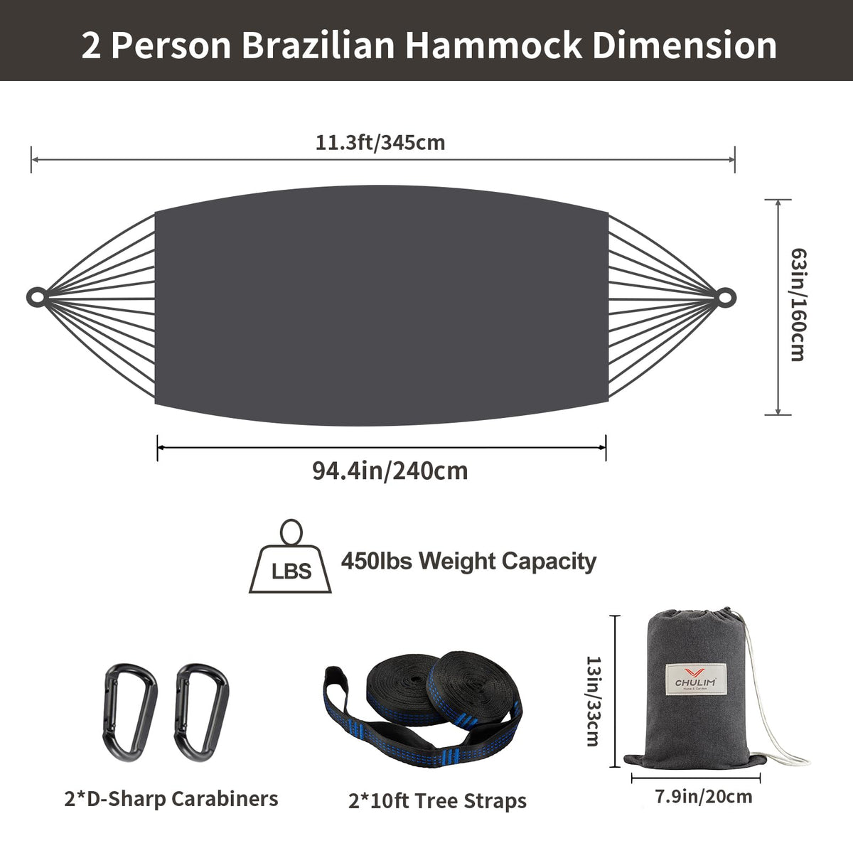 CHULIM tree straps provide quick hang and knot free setup.