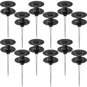 Chumia garden hose guide spike 12-pack in black keeps hoses away from flower beds.