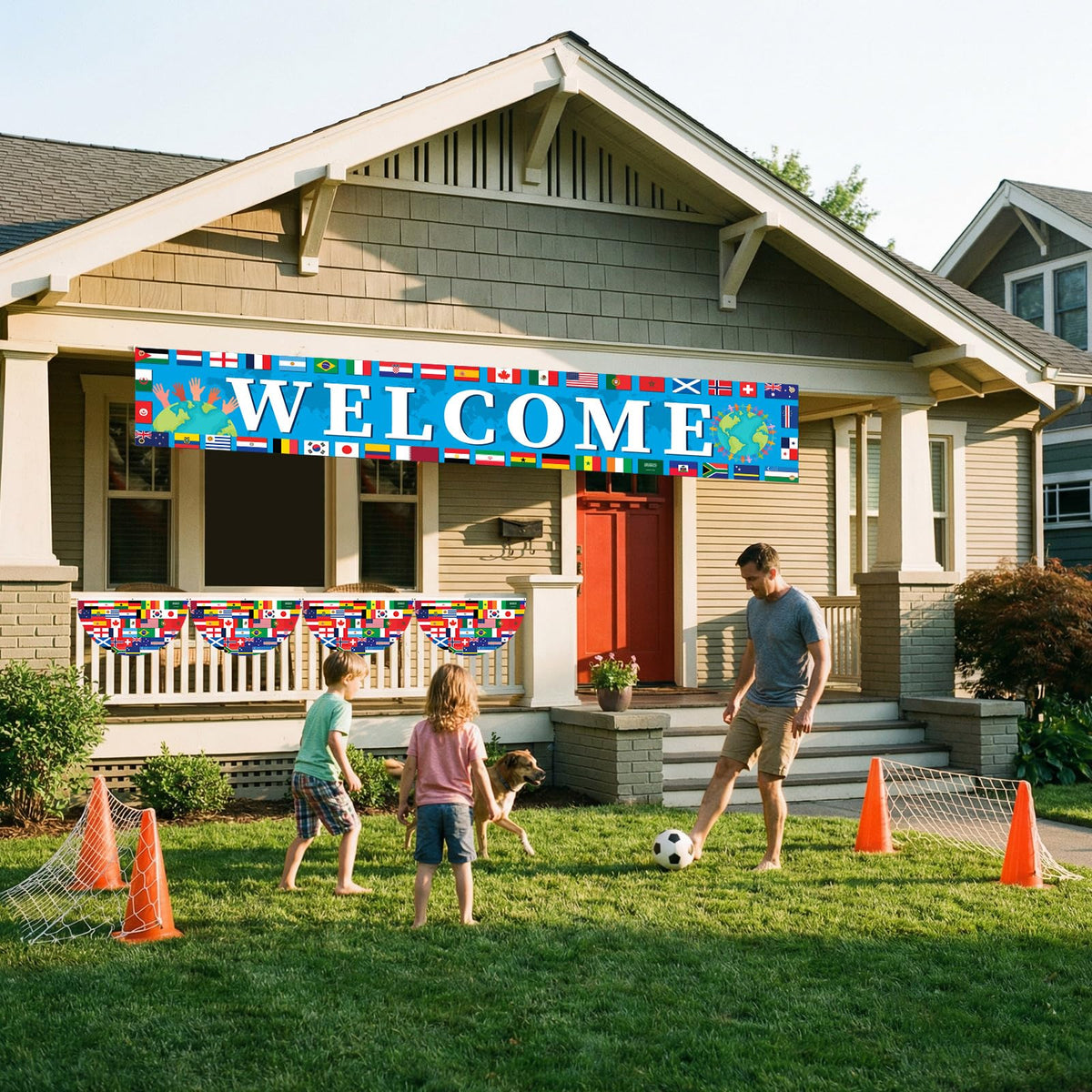 Chumia porch garden decor with flags elevates seasonal celebrations.