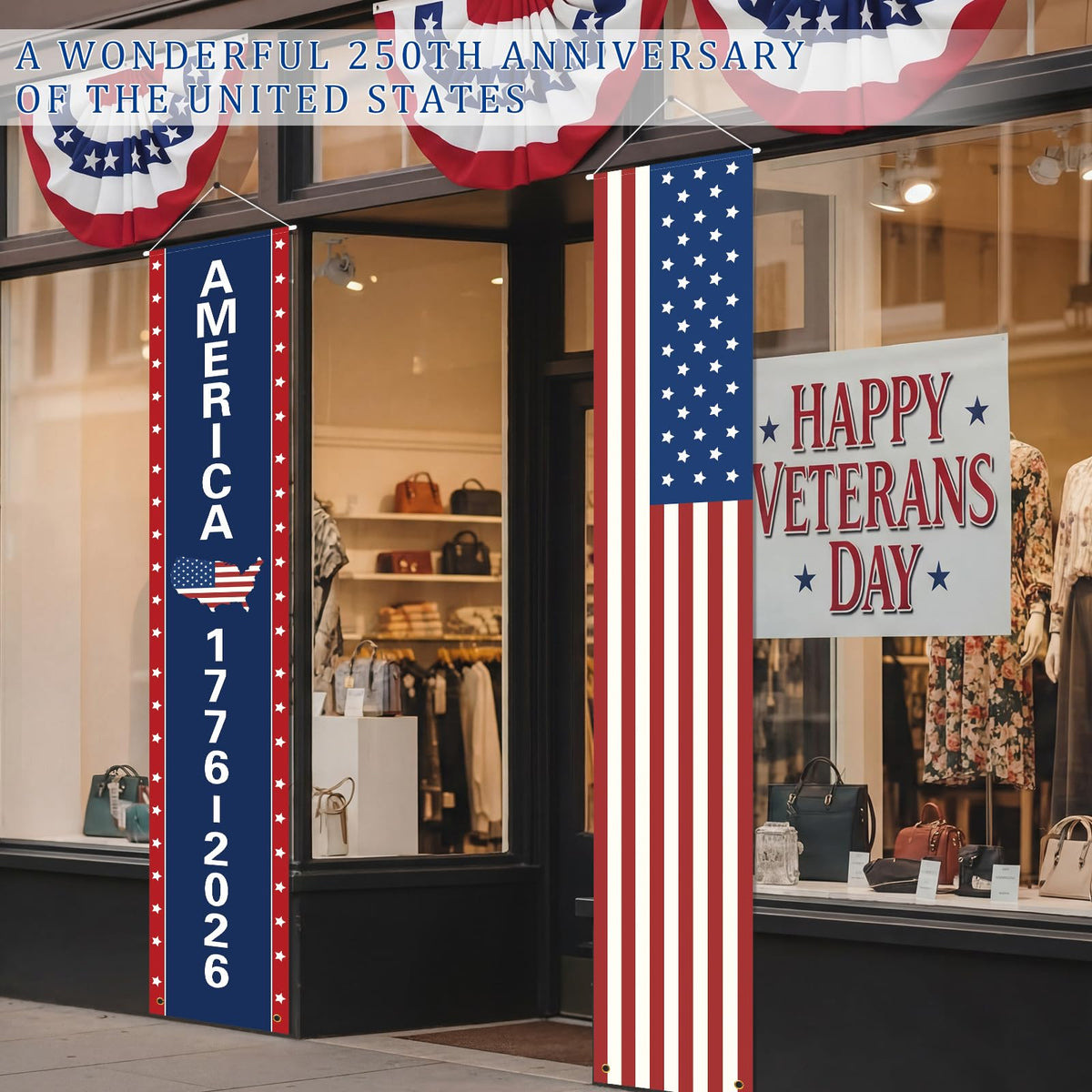 Chumia red white blue banner adds a timeless patriotic touch.