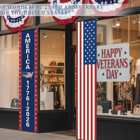 Chumia red white blue banner adds a timeless patriotic touch.
