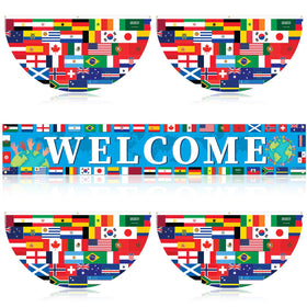 Chumia world flag fan set close-up shows vibrant colors for outdoor events.