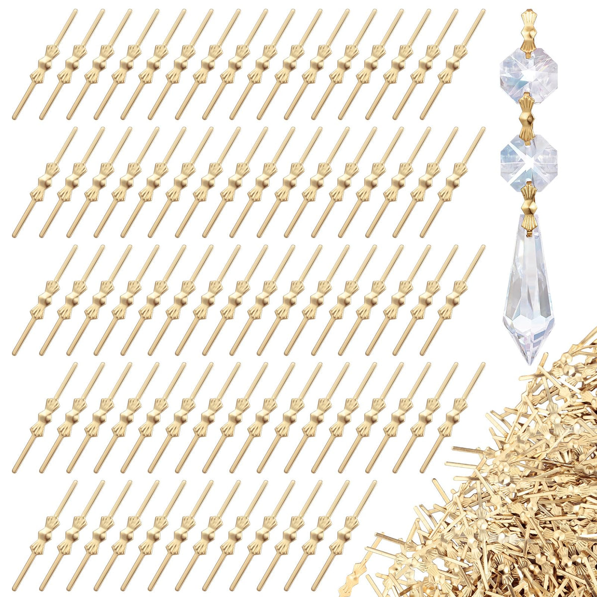 Chunful bow tie crystal connector gold secures chandelier crystals with ease.