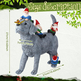 Chunful dog gnome statue on patio provides a vibrant resin accent.