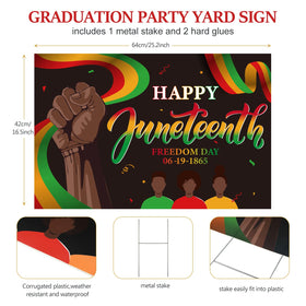 Chunful Juneteenth yard sign with metal stake for durable outdoor use