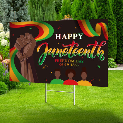 Chunful Juneteenth yard sign with stakes for outdoor celebrations