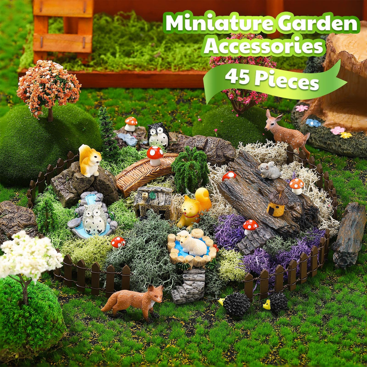 Chunful resin miniature animals bring life and storytelling to fairy gardens.