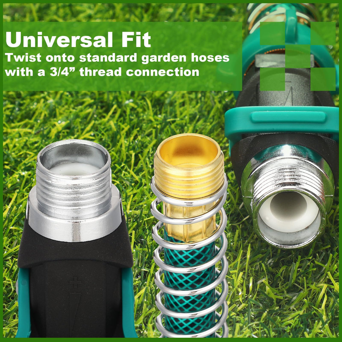 Chunful swivel coupling nut enables tool-free installation.