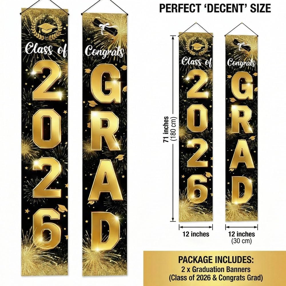 ChunRun congrats-grad banner in black and gold for a striking celebration centerpiece.