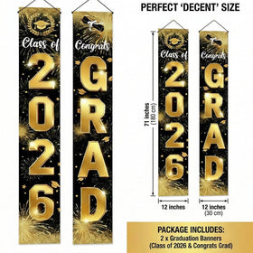 ChunRun congrats-grad banner in black and gold for a striking celebration centerpiece.