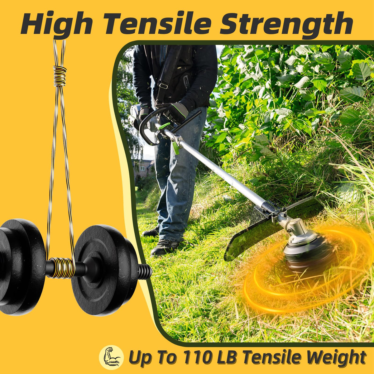 Chway 080 DWO1DT802 abrasion-resistant material graphic suggests longer line life.
