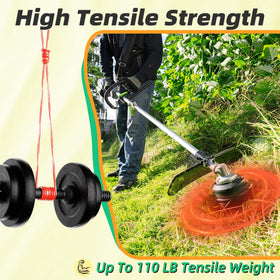 Chway 105 orange-red line offers high visibility for precise lawn trimming.