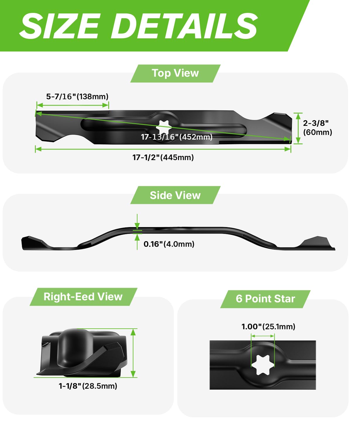 Chway high-strength steel blade delivering durable cutting through tough grass.