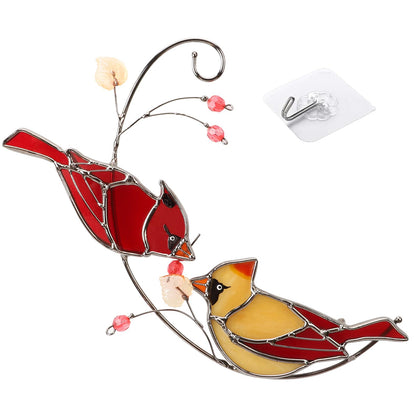 Ciarain Cardinal suncatcher real stained glass glows in sunlight for bright windows