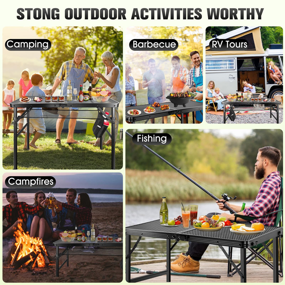 Ciavca fold-out grill table with compact storage ready for travel