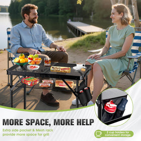 Ciavca portable camping table shown with rubber feet for steady outdoor setup