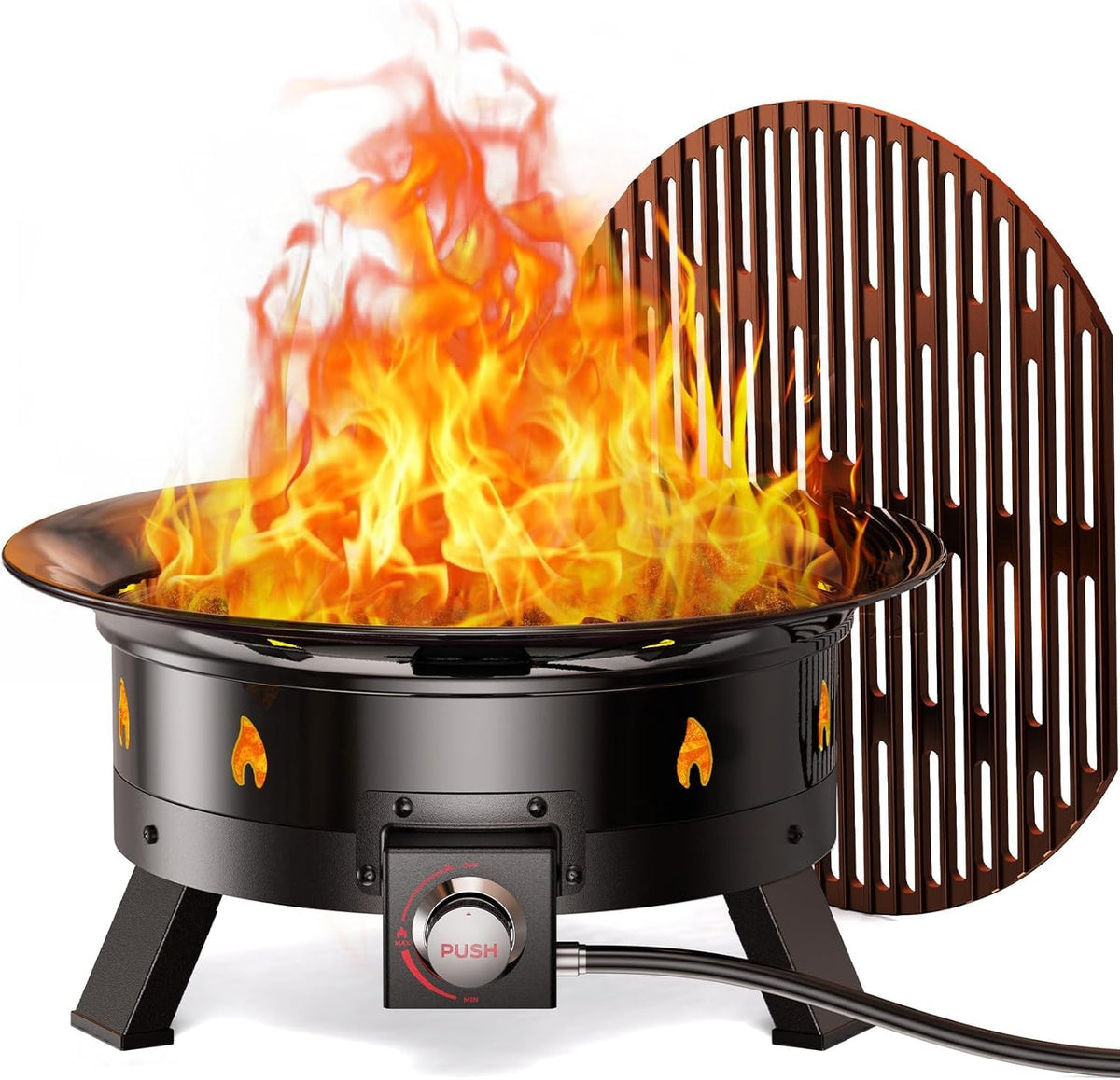 Ciays 21-Inch fire pit with rust-proof grate in outdoor setting for durability