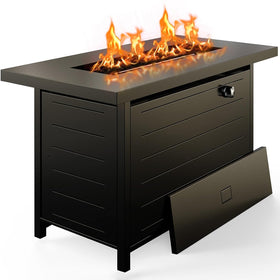 Ciays 42-inch fire table with lava rock center adds ambient warmth for outdoor gatherings.
