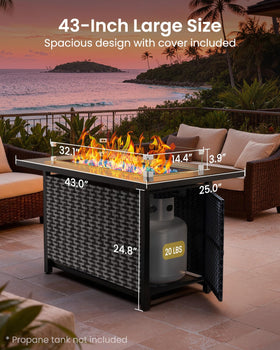 Ciays 43-inch fire pit with adjustable legs on uneven ground for stability