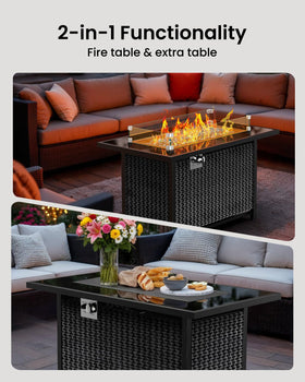 Ciays 43-inch fire pit with lid converting to a table for outdoor dining