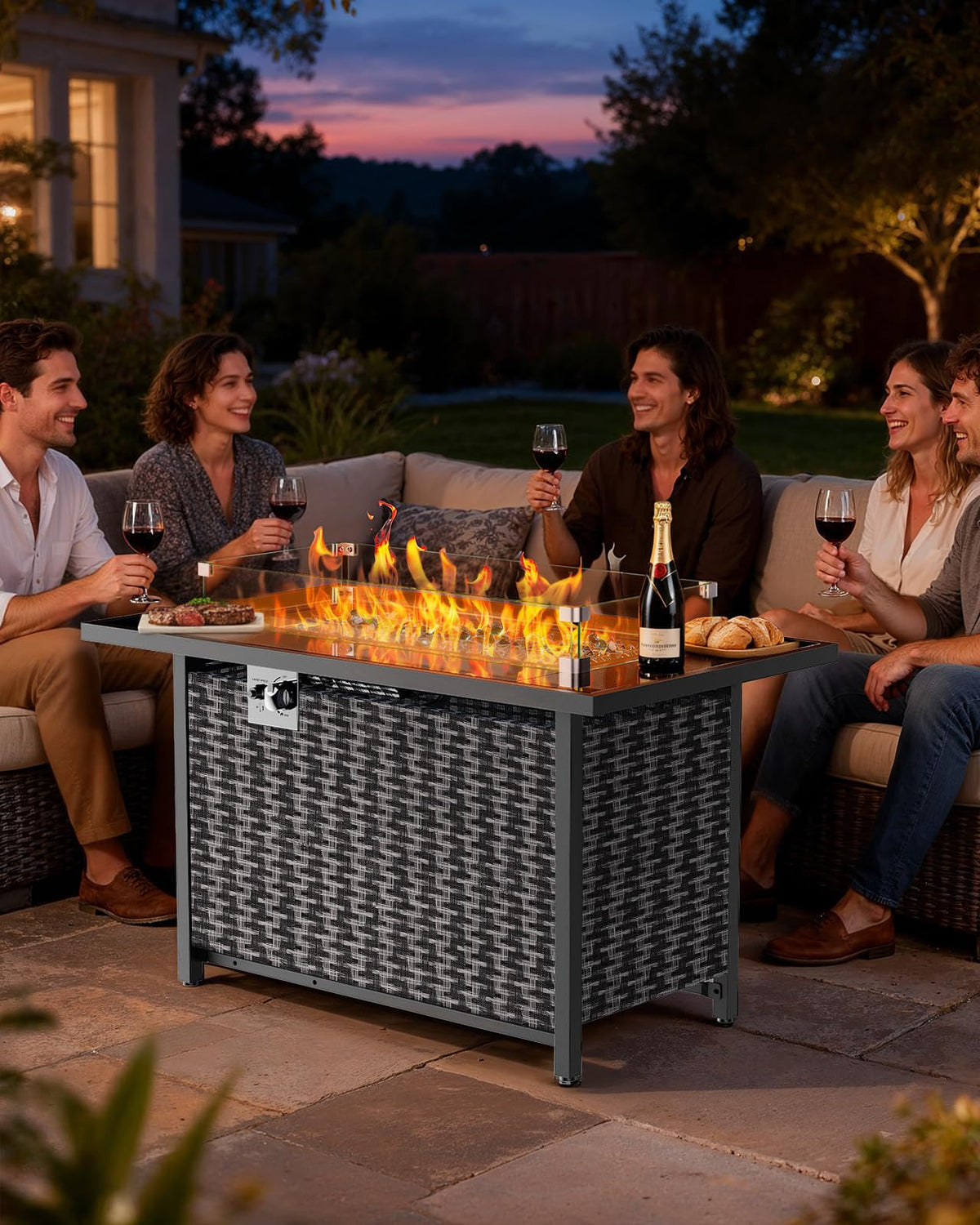 Ciays 43-inch fire pit with tempered glass top for easy cleaning and durable style