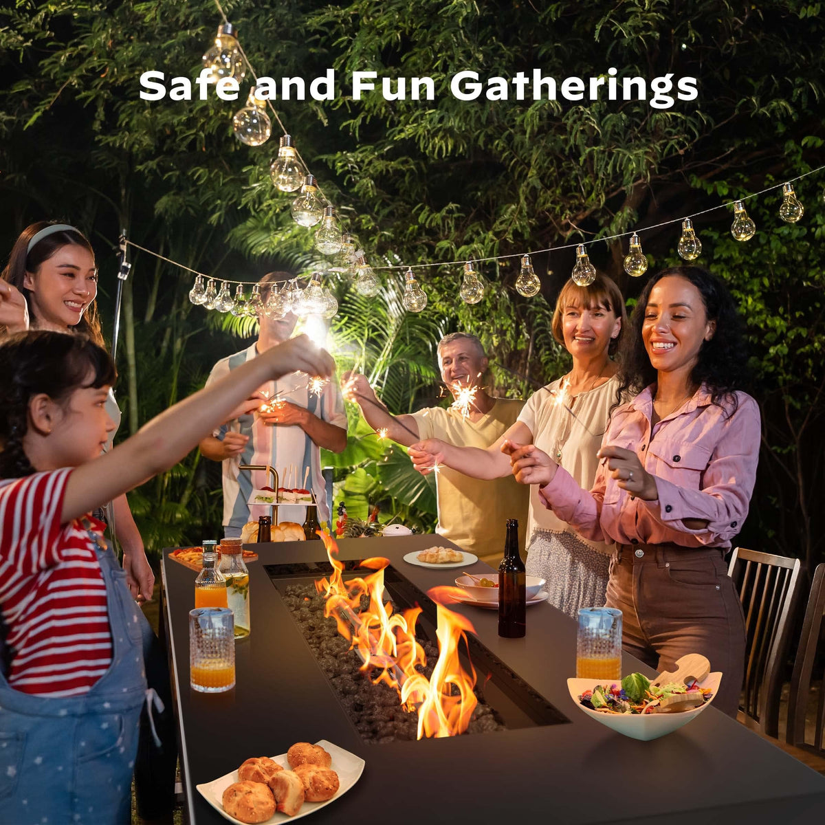 Ciays 60k BTU outdoor fire table provides strong heat for chilly evenings.