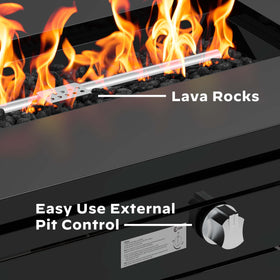 Ciays fire table external control panel simplifies mood and heat adjustment.
