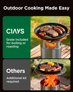 Ciays removable grill rack firepit enables boiling water and roasting