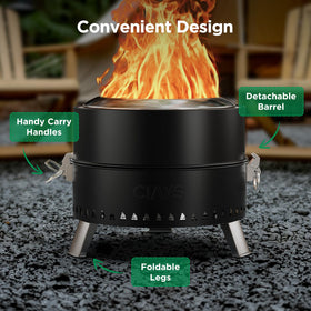 Ciays Smokeless Firepit fire poker close-up with long durable handle