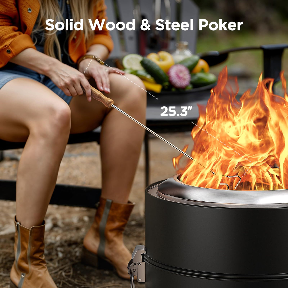 Ciays Smokeless Firepit foldable legs in setup position for quick assembly