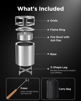 Ciays three-fuel options firepit supports pellets, wood, or fire starters