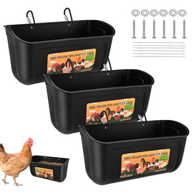 Cieex 3-pack hanging chicken feeders for organized multi-site feeding.