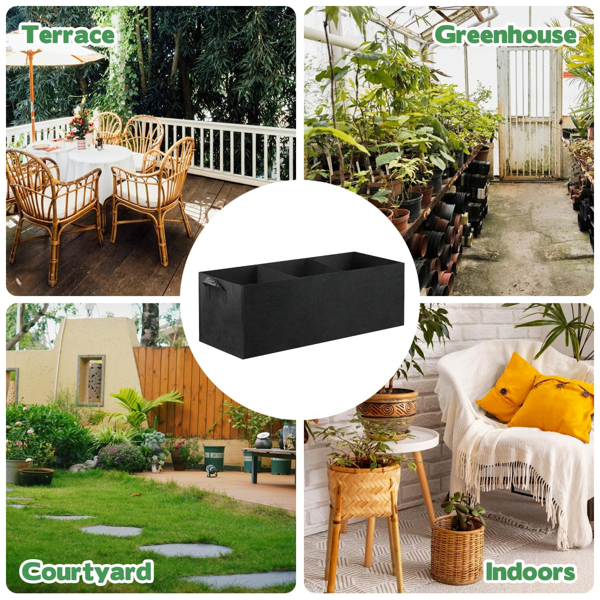 CIEOVO 34.8x11.6x11.6 bed with partitions for compact gardening.