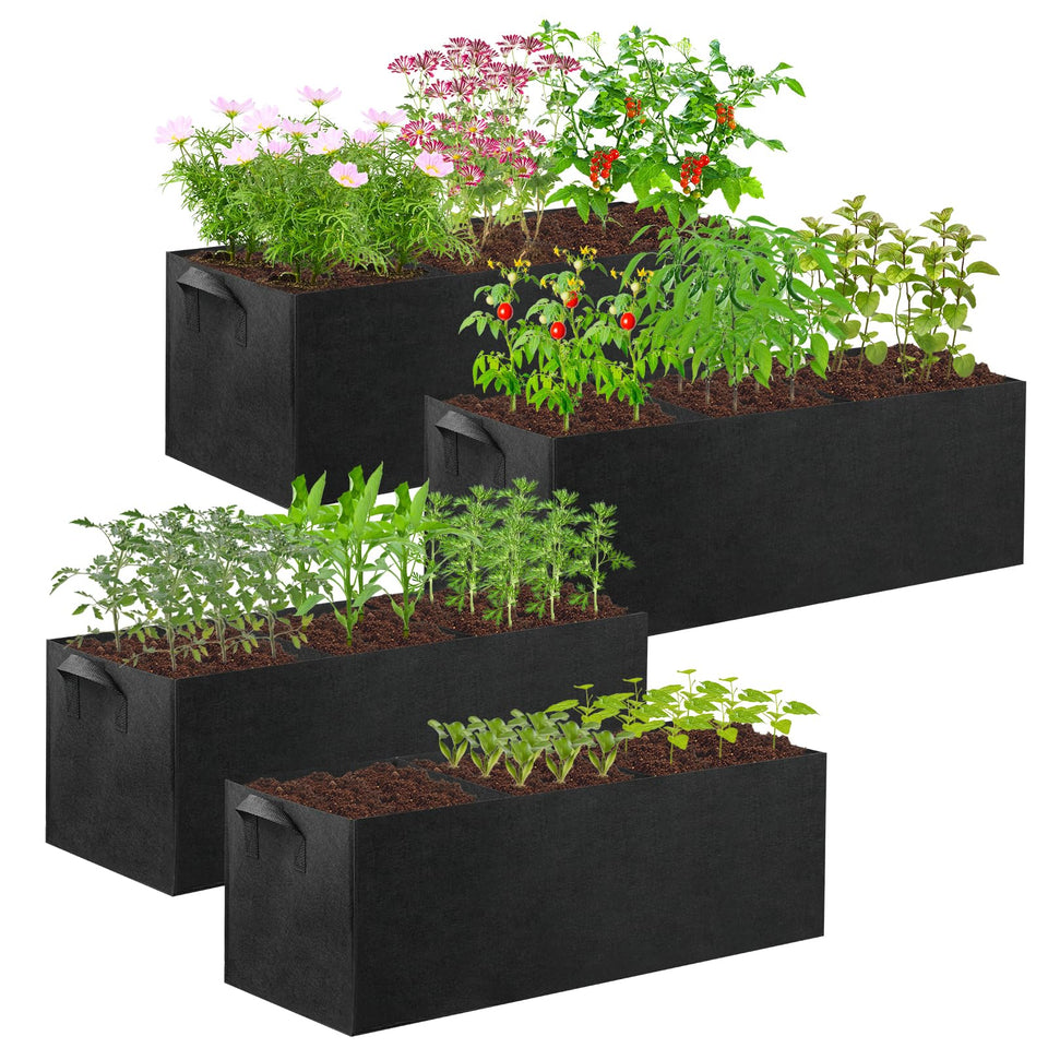 CIEOVO 4-pack fabric raised garden bed with 3-grid design for organized planting.