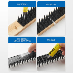 CIIC Bird Spikes installed on fence deter pigeons and other birds.
