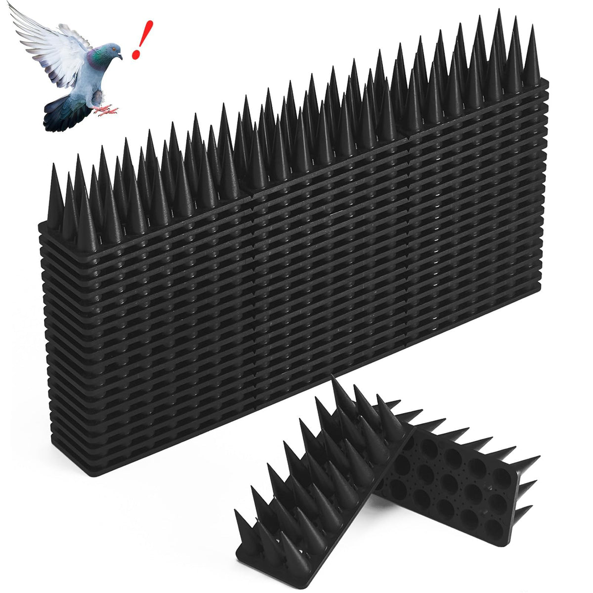 CIIC Bird Spikes outdoor deterrent on roof edge prevents nesting.