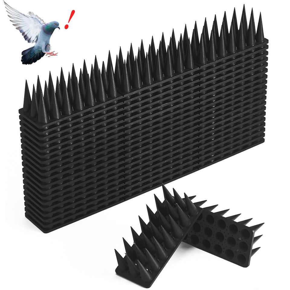 CIIC Bird Spikes outdoor deterrent on roof edge prevents nesting.