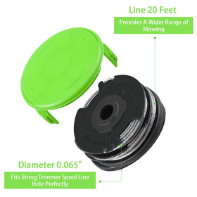 20 ft line length on a 0.065 inch Cilivo spool supports wider mowing reach