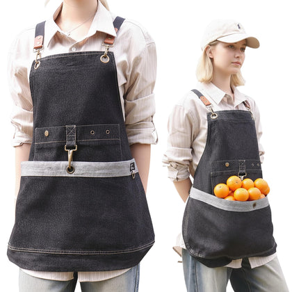 Cilkus Gardening Apron with cross-back design and front pocket for easy tool access.
