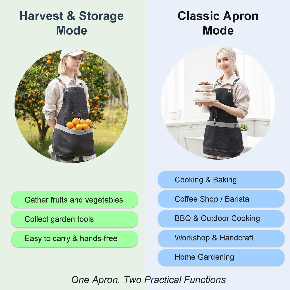 Cilkus Gardening Apron with large front pockets, keeping gloves and seeds within reach.